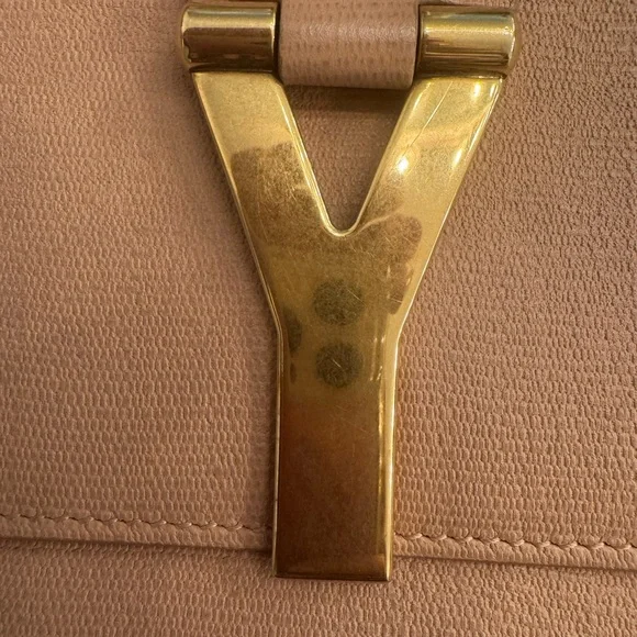Yves Saint Laurent Tan Clutch with Gold Accent - Picture 3 of 9